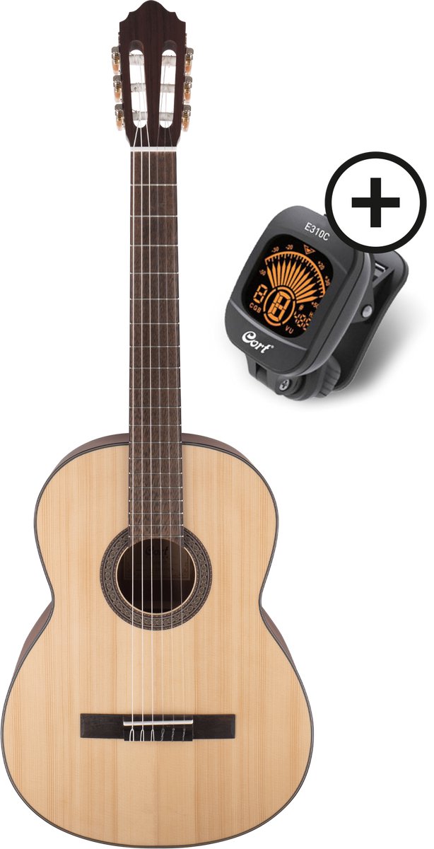 CORT AC200 OP3TU Pakket Klassieke gitaar AC200 Open Pore met Tuner E310C
