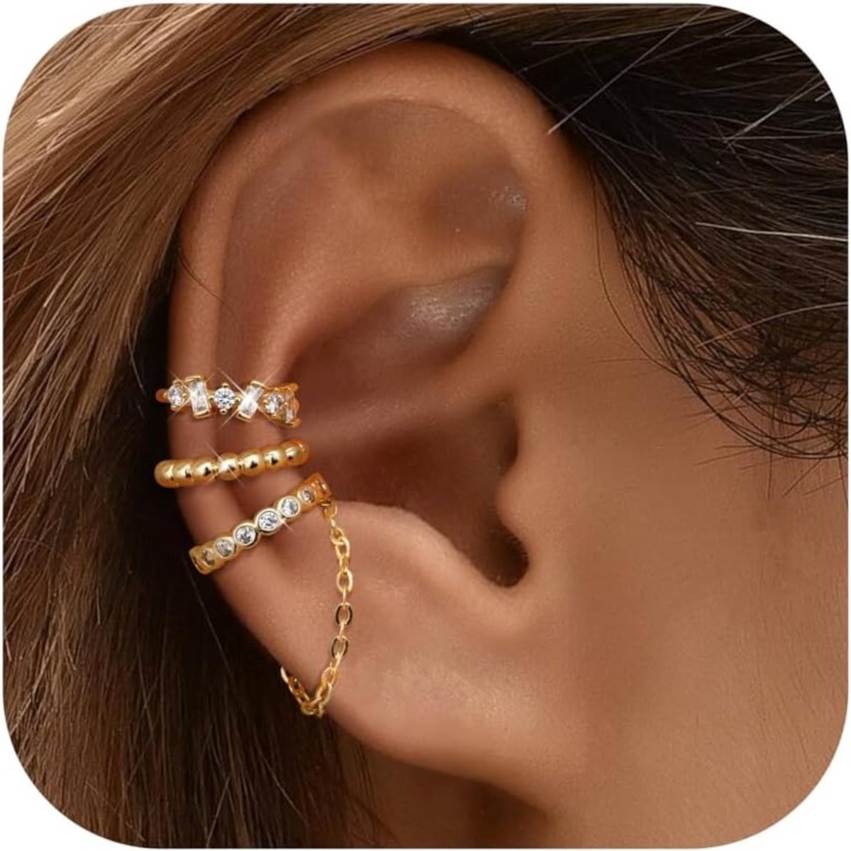 Gouden Oorbellen, 3 Paar 14K Vergulde Oorbellen, Clip-on Oorbellen voor Niet-Gaatjes, Subtiele Neptoeren, Perfect Cadeau voor Elke Gelegenheid