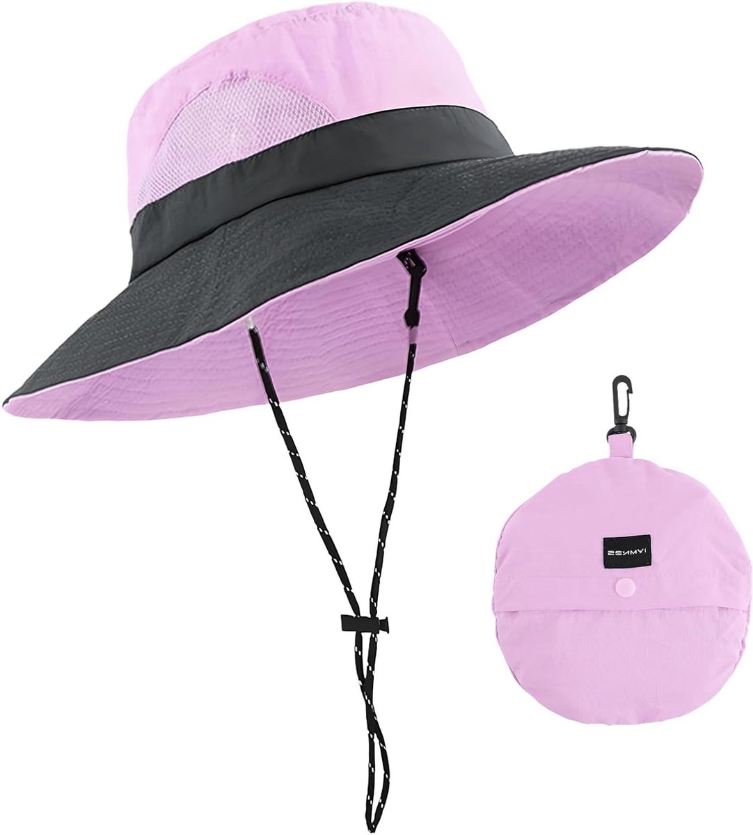 Vouwbare UV-beschermende zonnehoed voor dames met UPF 50+, waterdicht en sneldrogend voor strand, kamperen en reizen (Roze)