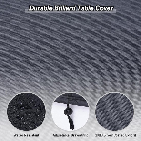 Billiard Pool Table Cover - 7 Feet Waterproof - Outdoor Indoor Dustproof - Bescherming voor Pooltafel - Zwart van Luxe beschermhoes — afbeelding 5