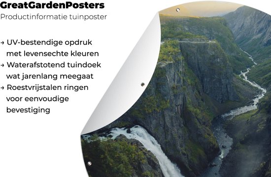Tuincirkel Waterval in Noorwegen - 120x120 cm - Ronde Tuinposter - Buiten