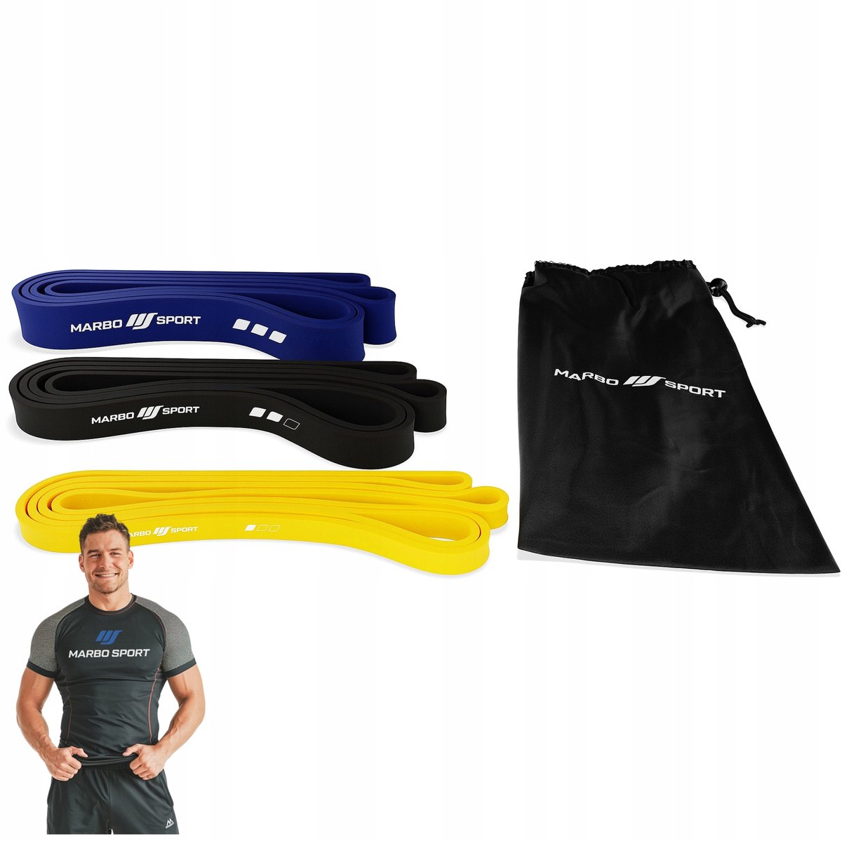 Marbo Sport - Weerstandsbanden set - Resistance Bands - 3 stuks - Fitness elastieken voor thuisgym en Home Gym - Krachttraining en mobiliteit - Multicolor