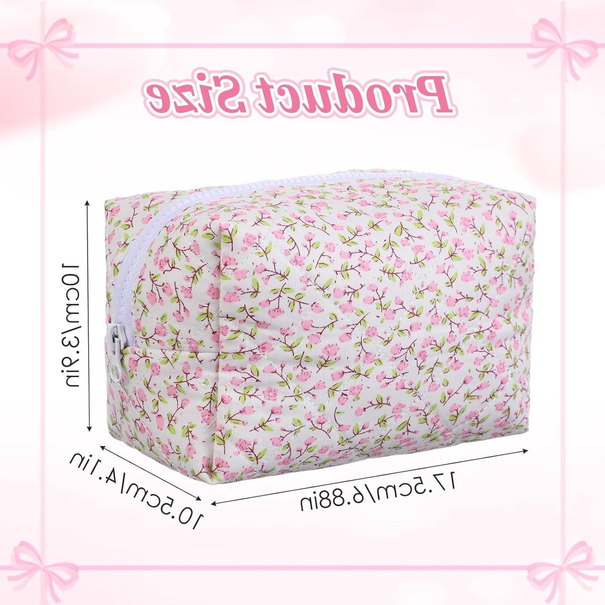 Bloemenpatroon Cosmetica Tas voor Vrouwen - Draagbare Toilettas voor Reizen - Compacte Make-up Tas in Roze, Perfect voor Organisatie en Opberging