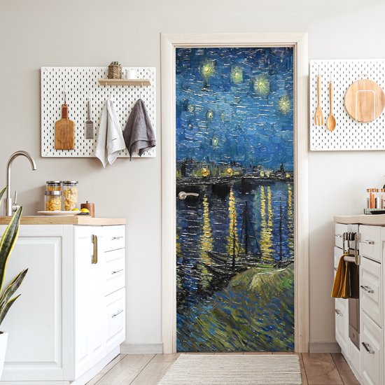 Sticker de porte Nuit étoilée sur le Rhône - Van Gogh - Art - 80x205 cm - Poster de porte