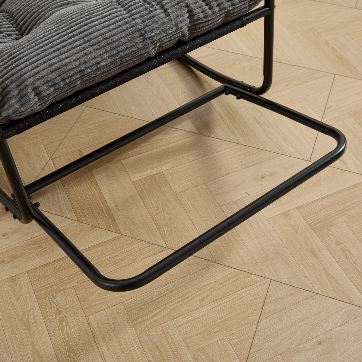 Buiten schommelstoel, comfortabel kussen, met zacht dik kussen, voor woonkamer, slaapkamer, leeskamer, zwart frame met Grijs kussen(Corduroy fabric)