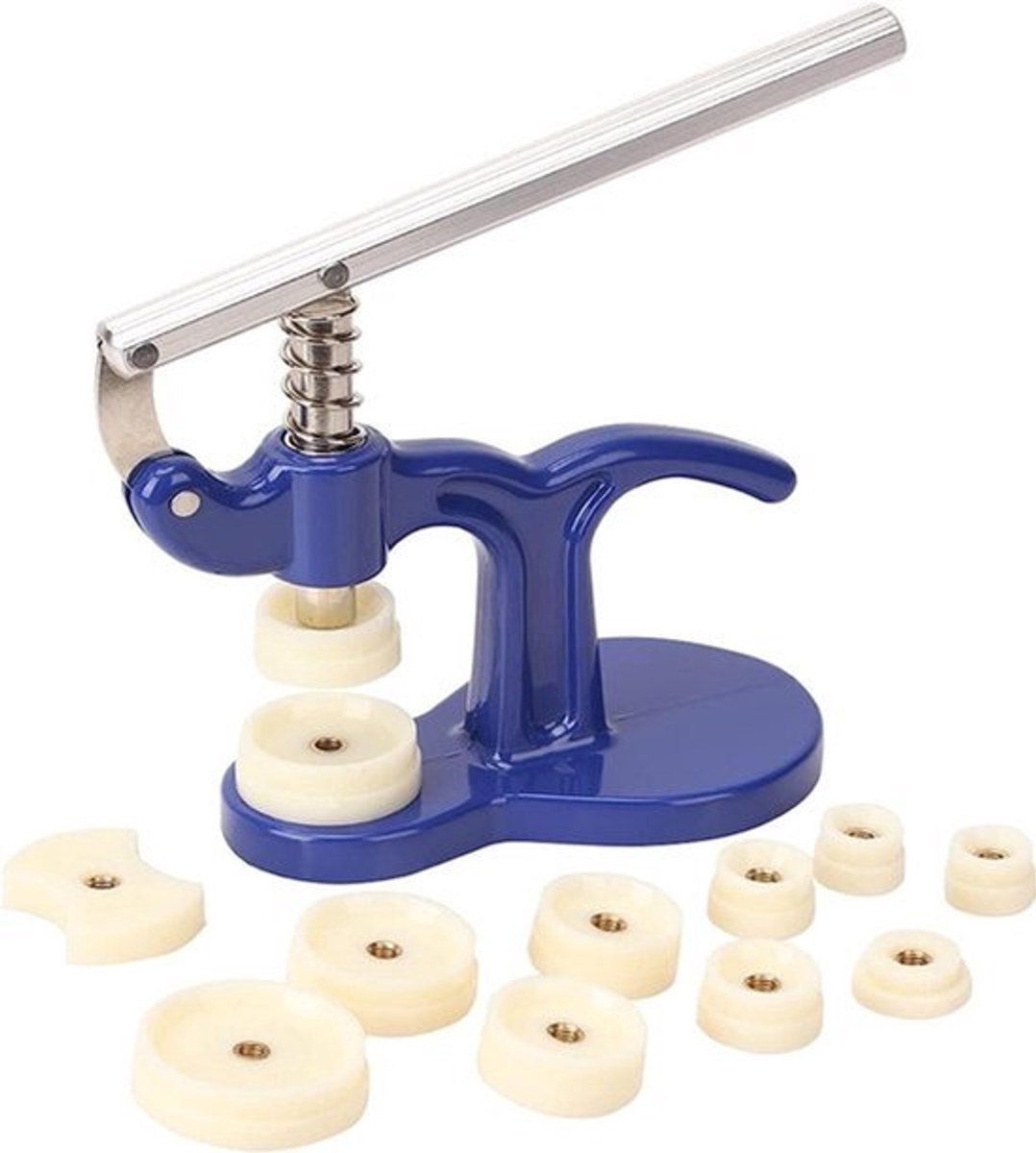 Horloge gereedschapspers - Voor horloge reparatie - 12 drukplaten - Kunststof inzetstukken .