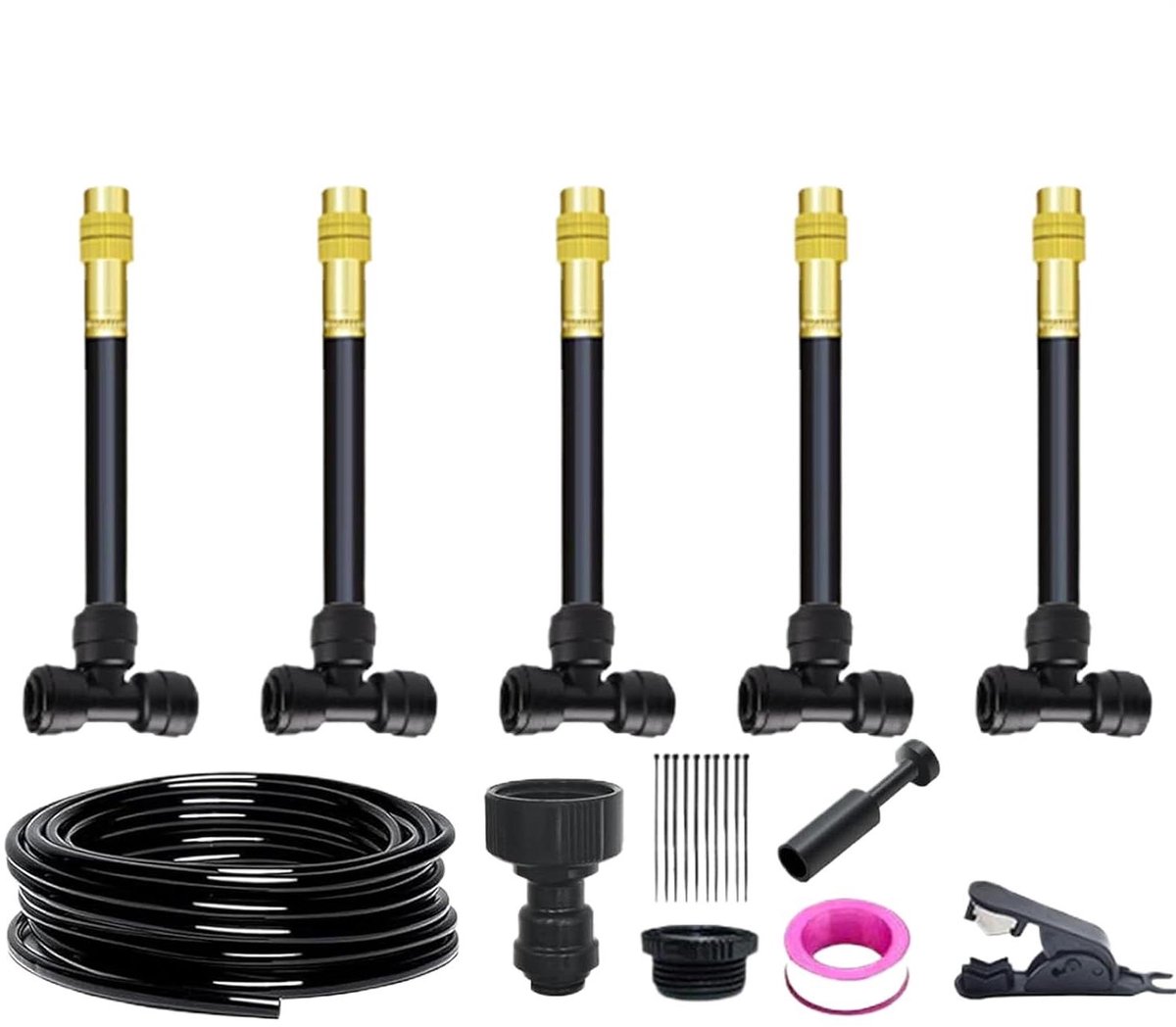 Tuin Beregeningssysteem - Tuinbewateringsset Druppeltechnologie - Planten Water Geven - Verstelbare Sproeikop - 5-15 meter slang - Zwart