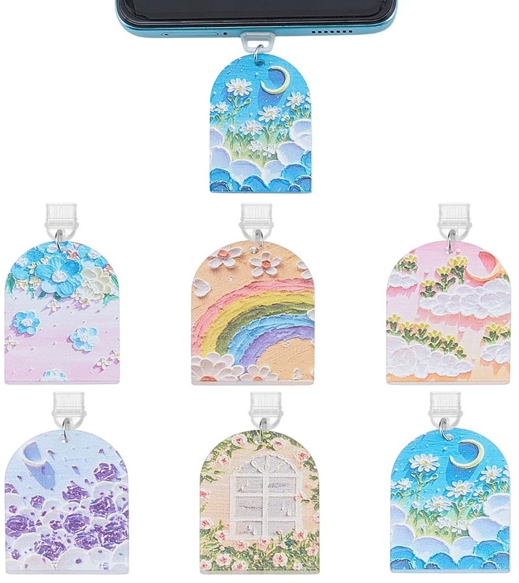 Dailygoods - Set van 6 USB Stofstekkers in Kleurrijke Designs