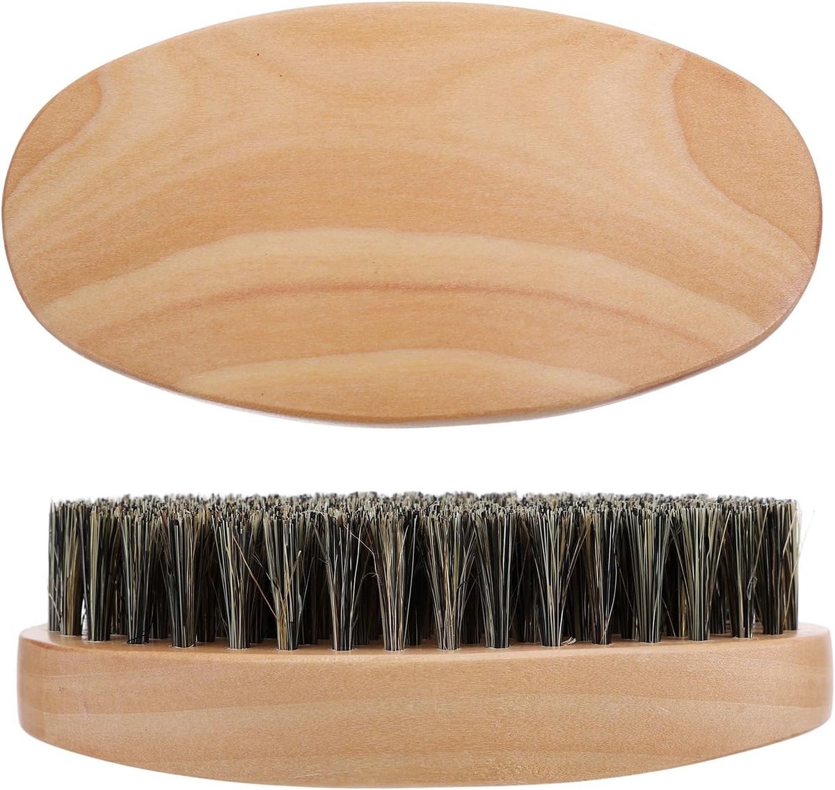 Houten Kam voor Baard en Haarstyling, Medium Palm Wave Brush voor 360 Waves, Zachte Nylon Borstel voor Volle Baard en Snor, Ideaal voor Mannen