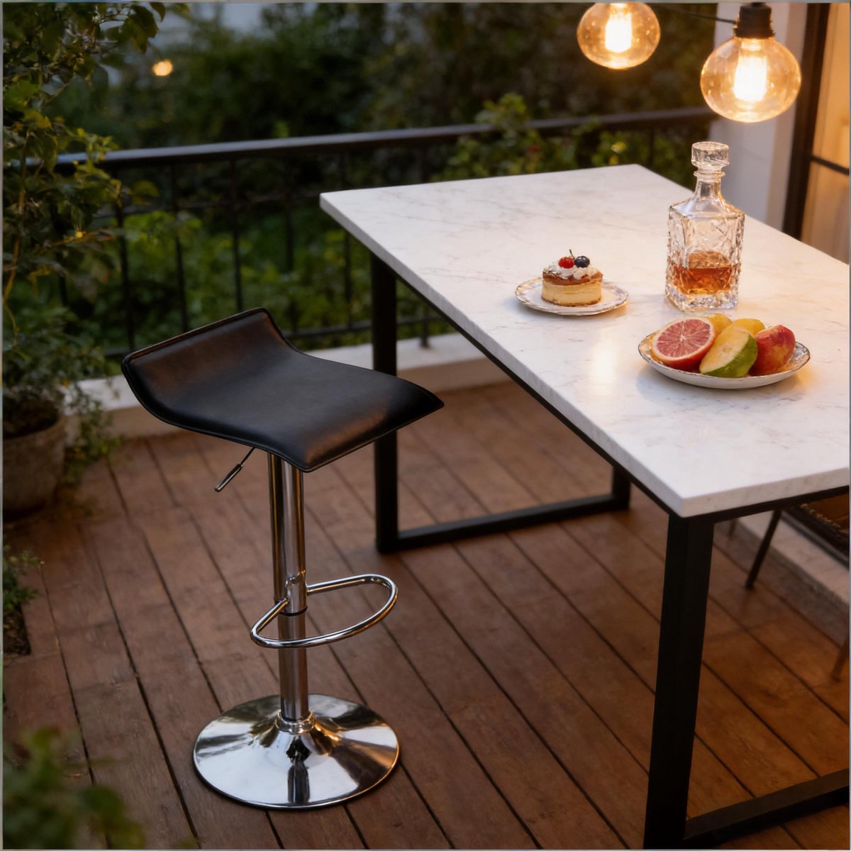 Wishdor Barkruk - Draaibare Zitting - Verstelbare Hoogte - Ergonomisch Ontwerp - Kunstleer - Zwart - Voor Bar Of Keuken