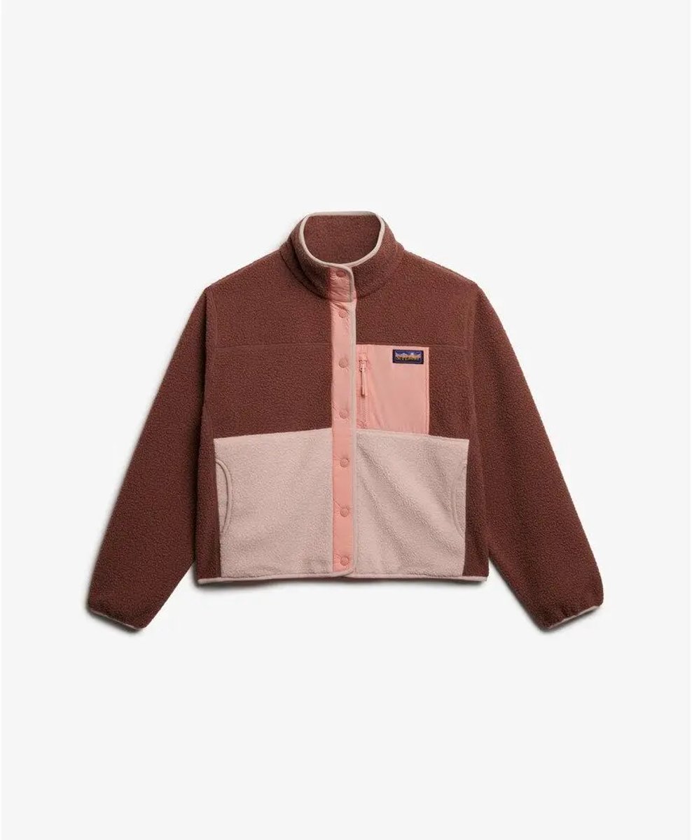 Superdry Colour Block Fleece Jas Dames Hoodies Bruin