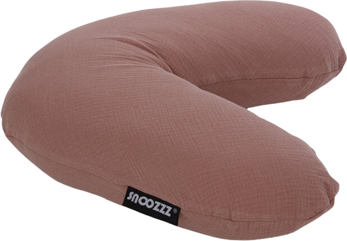 Snoozzz Voedingskussenhoes Small - Hoes voor voedingskussen zwangerschapskussen - 125 cm - Zachte teddy met katoen - Chestnut