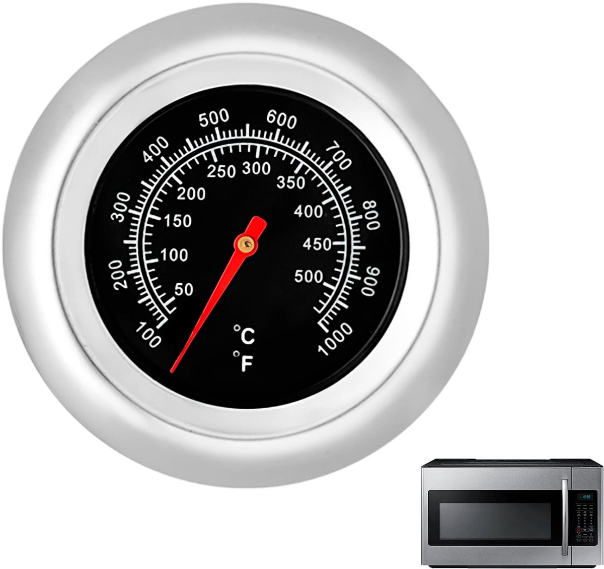 Dailygoods- Vleesthermometer analoog - Oventhermometer - BBQ thermometer - Roestvrij staal - Temperatuurbereik 38-538 °C - Ø 7,5 cm wijzerplaat - Barbecue Thermometer