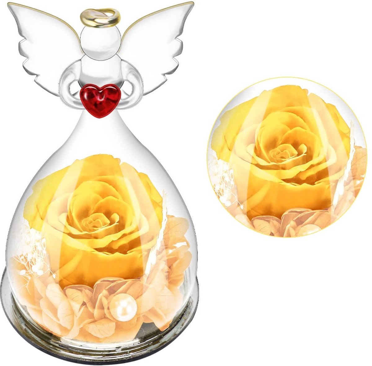 JHUBERS- Eeuwige Rozen - Glazen Koepel - Handgemaakt - Rozen Engelglas - Bloemendecoratie - Romantisch Cadeau