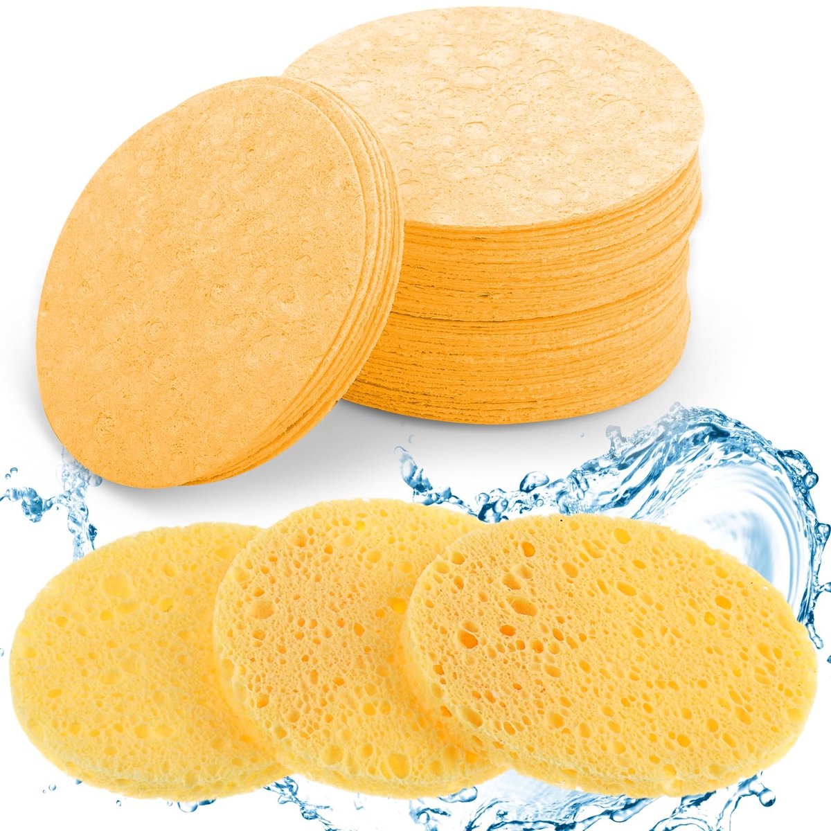 Dailygoods- Gezichtssponzen 50 Stuks - Gecomprimeerde Sponsjes - Exfoliator/Spons - Huidverzorging - Make-upverwijdering - Goede Waterabsorptie - Reinigingsspons