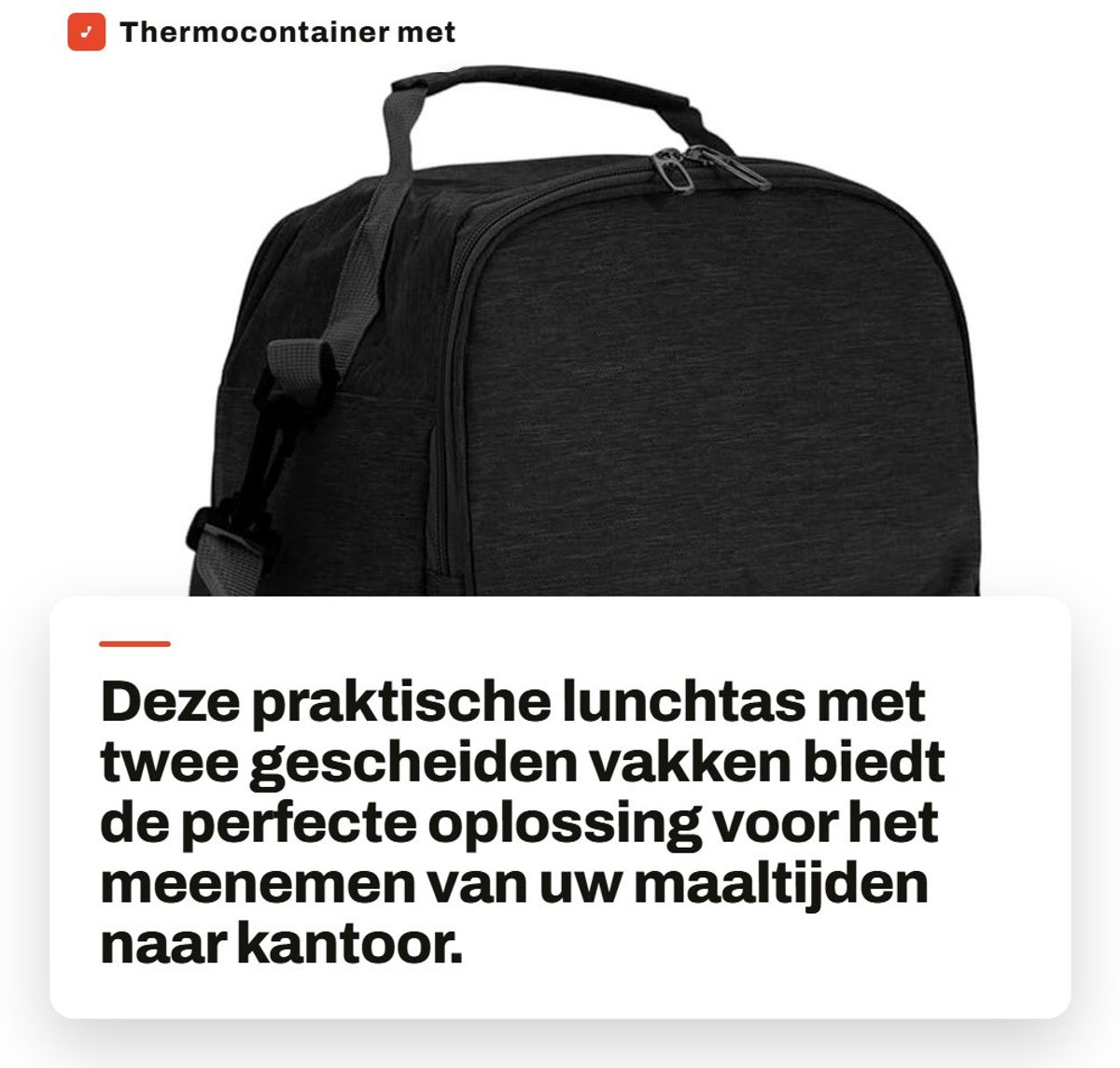 Dailygoods- Lunchtas met twee gescheiden vakken - Lekvrije Koeltas - Verstelbare Schouderriem - Waterdicht - Thermo-isolatie - 25 x 19 x 15,5 cm