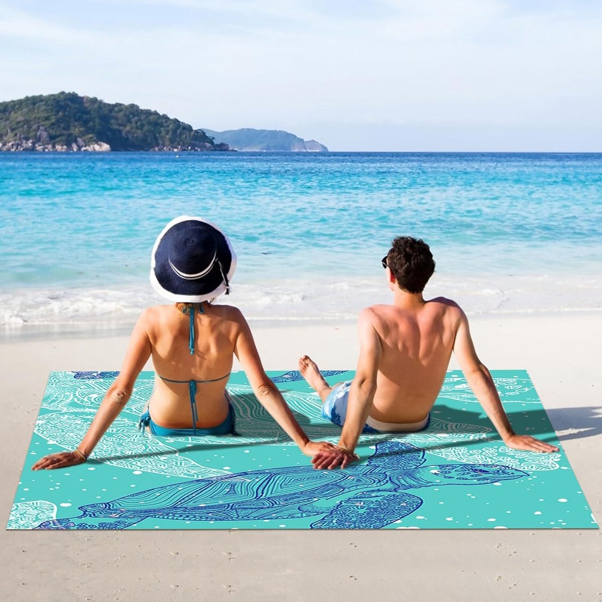 Strandlaken - Strandlaken microvezel - Extra grote strandmat - Groot Zandbestendig Waterdicht Strandkleed met Haringen -Vouwbaar Draagbaar Picknickkleed Buiten 210×200 cm