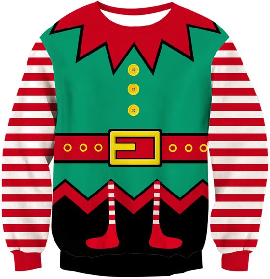 Kerst Elf Novelty Trui Unisex Lelijke Kersttrui – Maat S