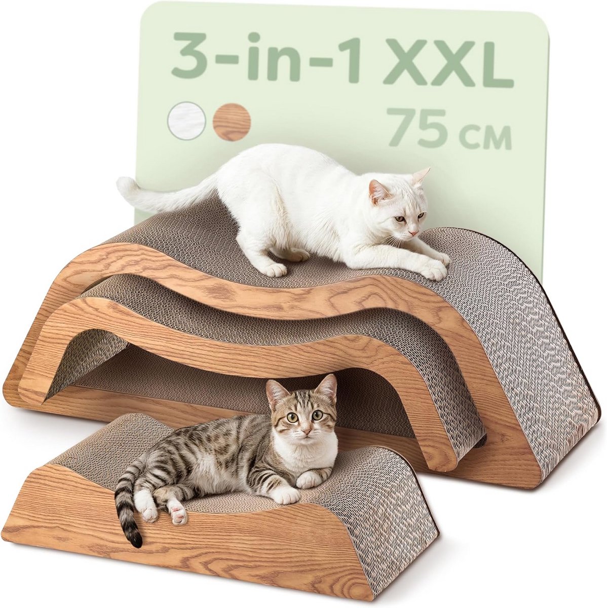 Krabmeubel Kat - Krabpaal Set - Krabben en Spelen - Stabiel Golfkarton - 75 cm - Bruin
