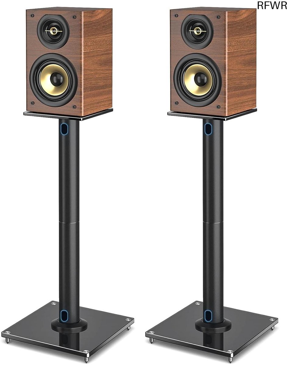 Speaker Stands - Luidspreker Voetstukken - Betere Geluidservaring - Stabiele Glazen Basis - 84 cm Hoog - Zwart