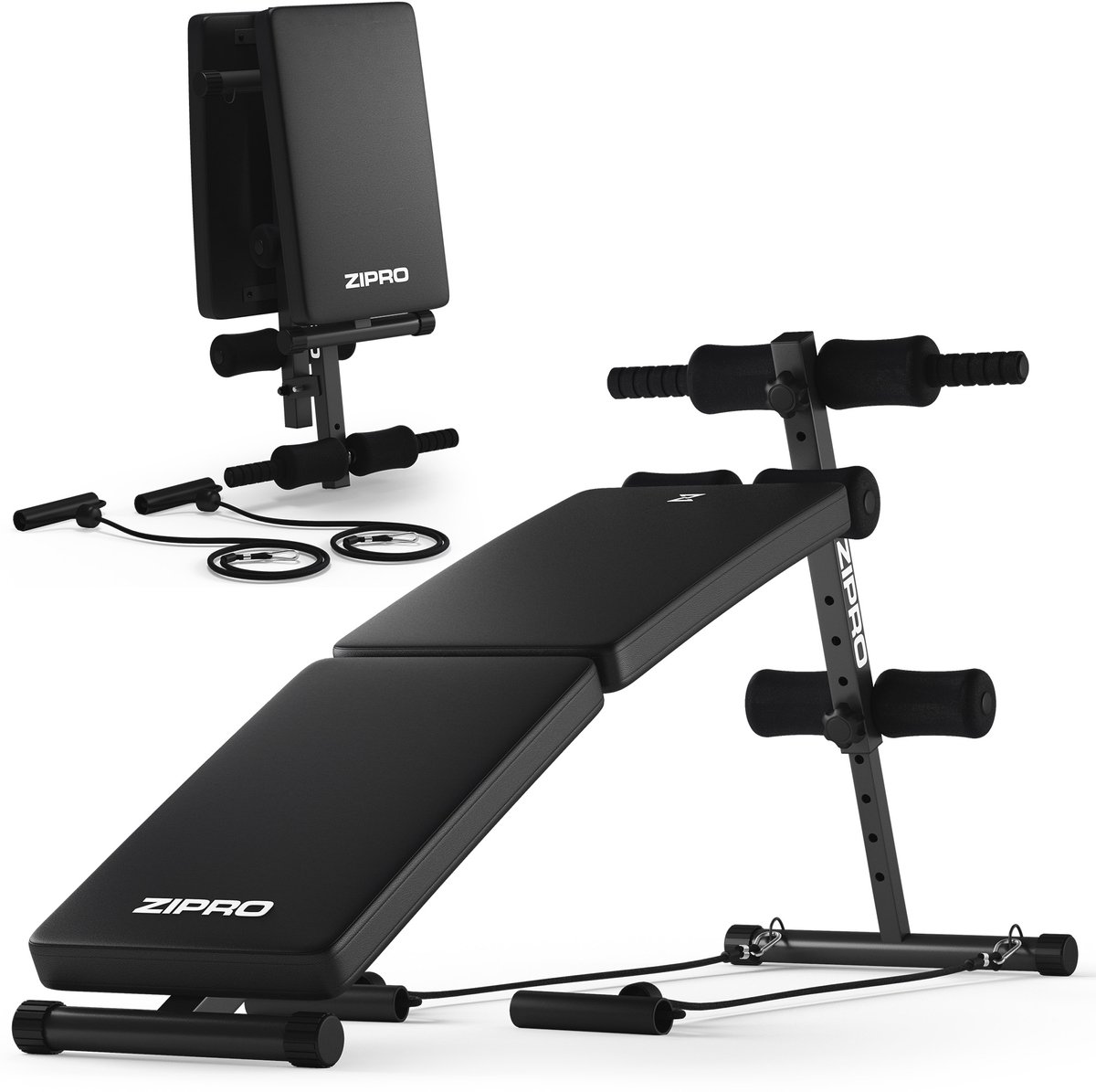 ZIPRO Sixbox - Buikspierbank - Max. 230 kg - Opvouwbaar en weerstandsbanden - Core training - Thuisgym 35 mm