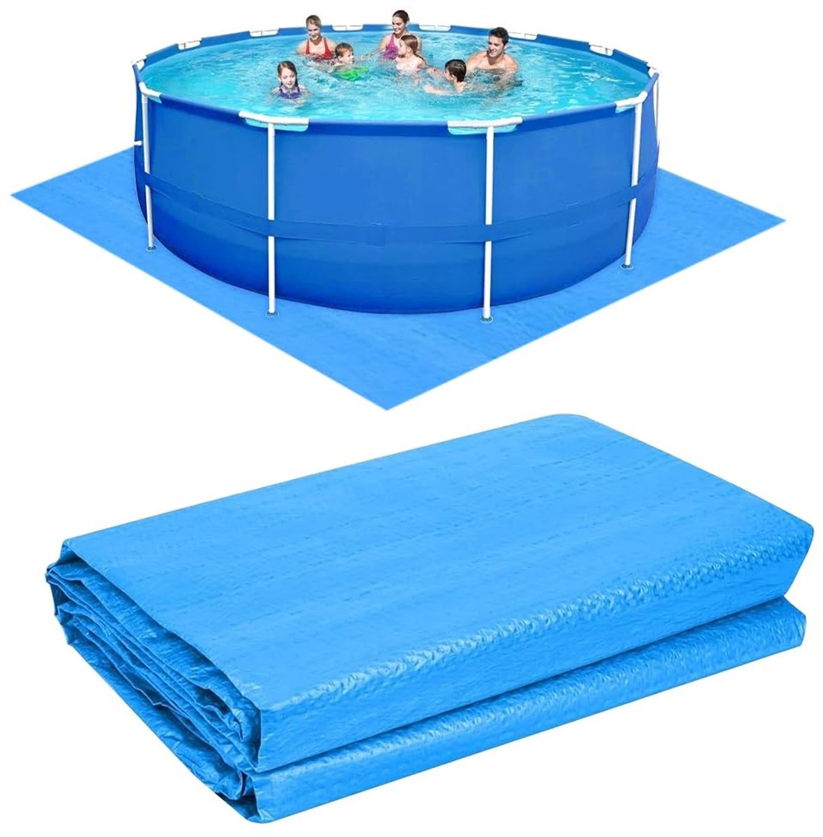 ZEYNOMAX- Grondzeil Waterdicht - Zwembad Grondzeil - Zwembad Onderlegger - 274 x 274 cm - PE Materiaal - Bescherming tegen Scheuren - Zwembadmat