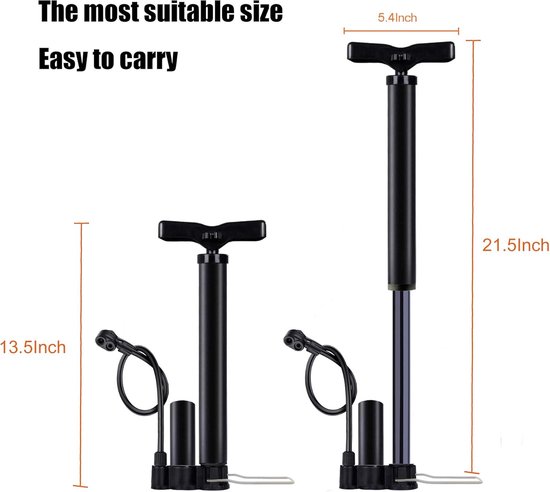 Fietspomp - Bike Pump - Bicycle Floor Pump with Air Pressure Cylinder - High Pressure Portable Bike Tire Pump for Road Bikes - Mountain Bikes - Manual Air Pump for Strollers - Balls - More — afbeelding 2