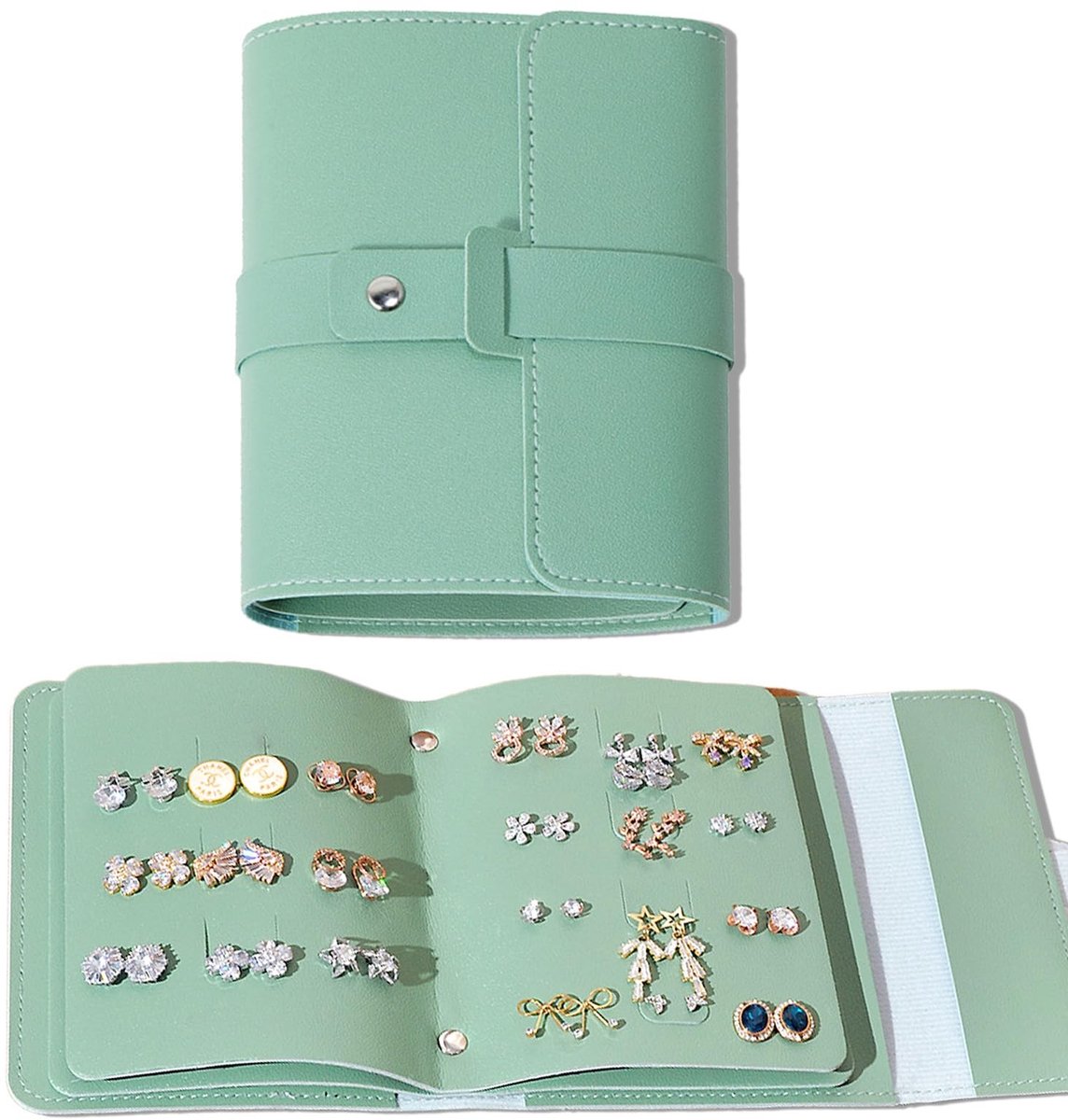 Dailygoods- Sieradenbox Lichtgewicht - Opvouwbaar - Sieradenhouder - Oorbellenrekje - Reisorganizer - Faux Leer 16 x 14 x 4 cm - Oorbellenhouder