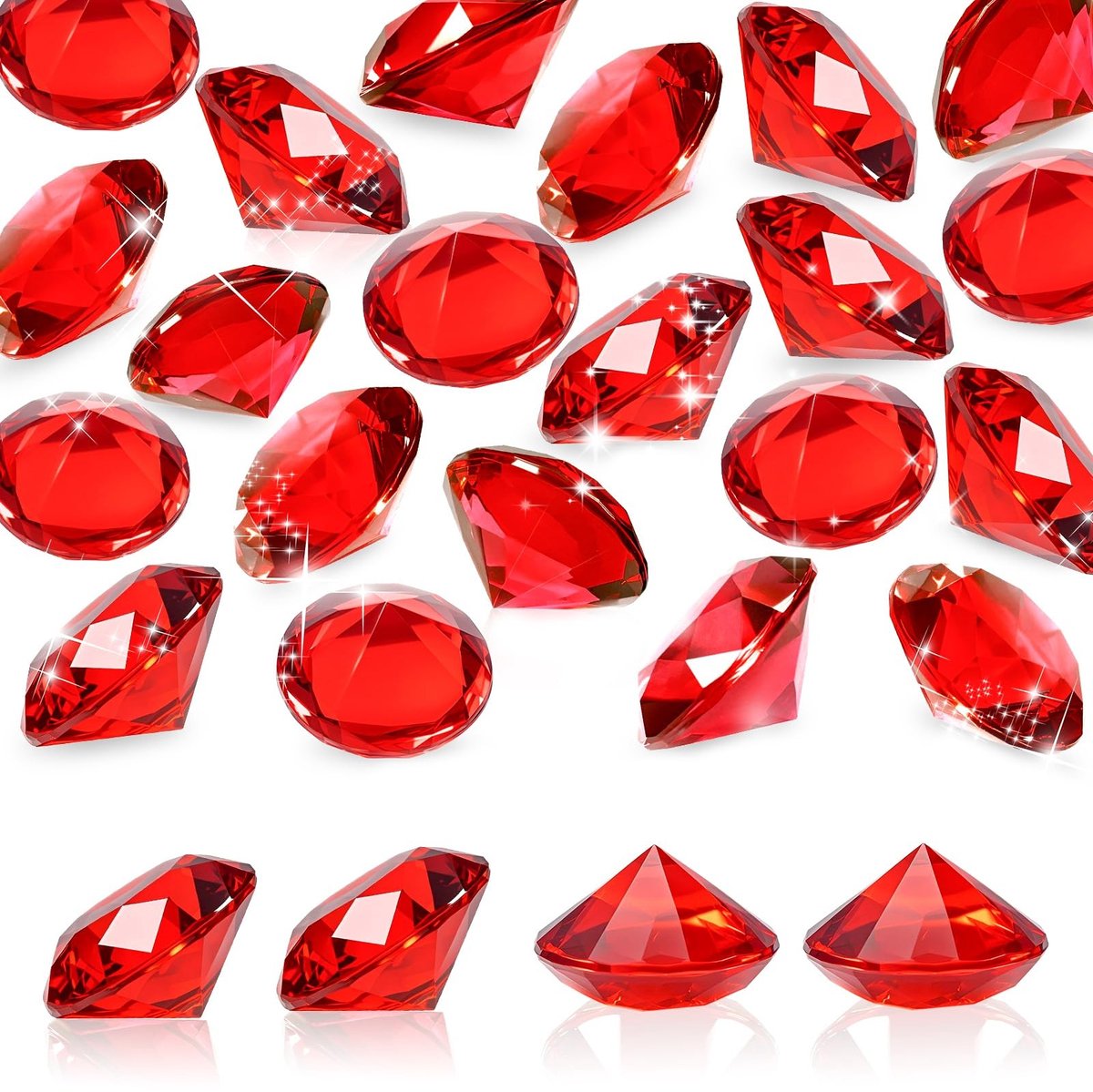 Dailygoods- Decoratieve Diamanten Groot - 30 mm - Transparant Rood - 25 Stuks - Acryldiamanten - Tafeldecoratie - Bruiloftsdecoratie - Decoratieve Stenen