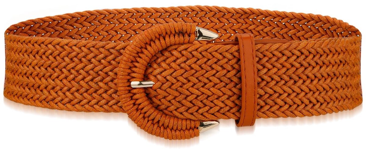 Dailygoods- Rotan Riem - Verstelbaar - Gevlochten Tailleriem - Brede Riem - Bohemian Stijl - Lichtgewicht en Rekbaar 98x5cm