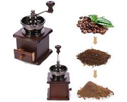 Dailygoods- Koffiemolen Keramische Slijpkern - Handmatige Bonenmaler - Metalen Kom - Houten Basis - Instelbare Korreligheid - Antislip Pads - Koffiegrinder
