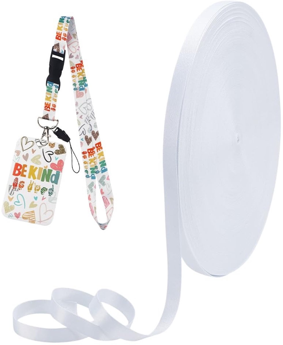 Dailygoods - 100M Witte Warmteoverdracht Polyester Band voor ID Badges en Ambachten