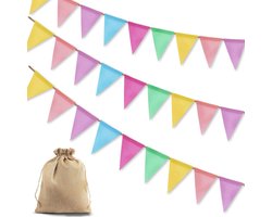 Dusor Outdoor Pennant Chain, 3 Pieces Children's Room Flag Garland + Jute Bags, Weatherproof, Bunting Garland for - ShopVlot