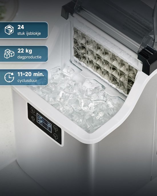 IJsblokjesmachine - IJsmaker - Drankjes Koelen - Roestvrij staal - 22 kg per dag - Zilver — afbeelding 5
