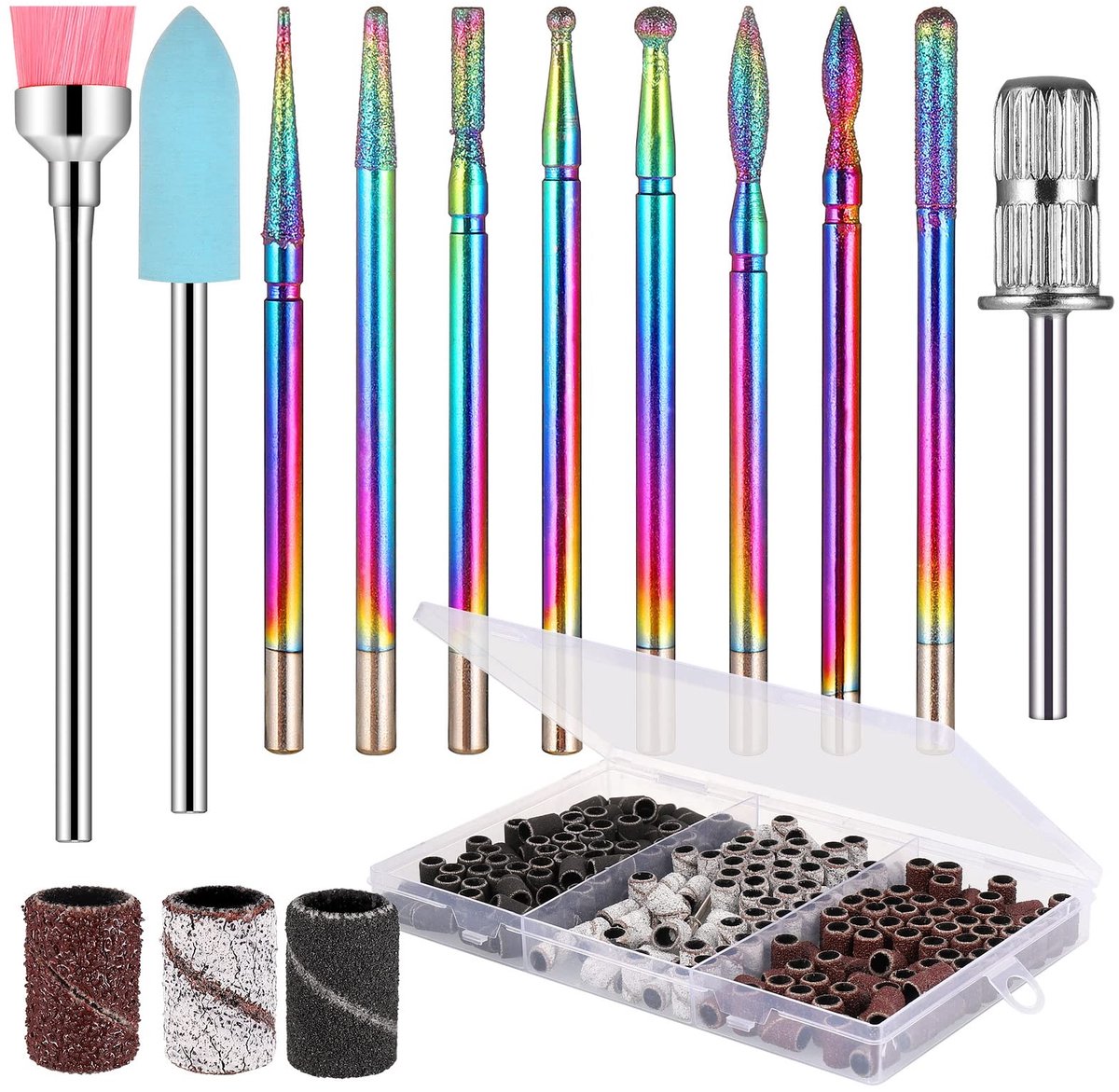 Dailygoods - Nagelboren Set - Professionele Nagelaccessoires - 220 Stuks - Titanium Geplateerd - Elektrische Nagelboren - Geschikt voor Nagelverzorgin...