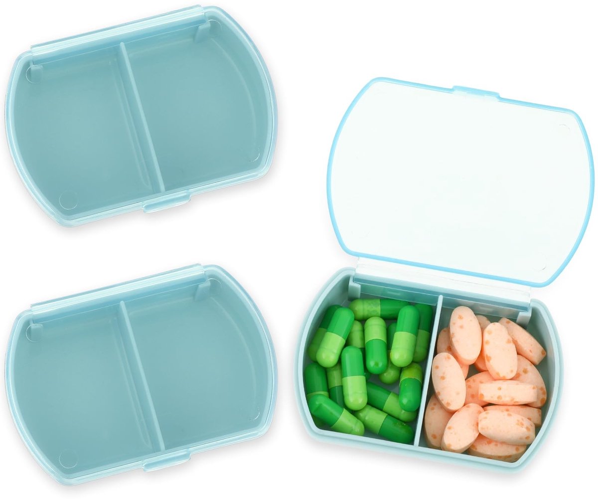 Dailygoods- Pil Organizer 2 Stuks - Draagbare Medicatie Houder - Compacte Opslag Container - Kunststof - Blauw - 7 Dag Houders - Medicatiehouder