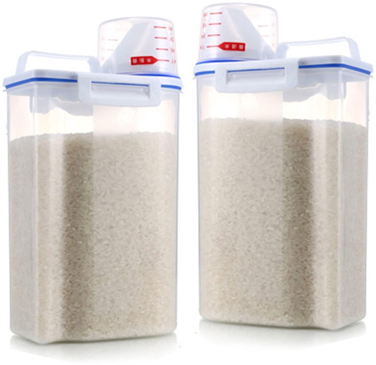Dailygoods- Rijstcontainer 2kg - Voedselcontainer - Voedsel bewaren - Opbergpot - Transparant ontwerp - Meetbeker deksel