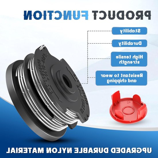 Pack van 4 Grastrimmer Draad Spoelen Ø 1.65 mm - 6.1 m Lengte met Spoelcover voor Tuinonderhoud, Grasmaaien en Landschapsverzorging — afbeelding 3