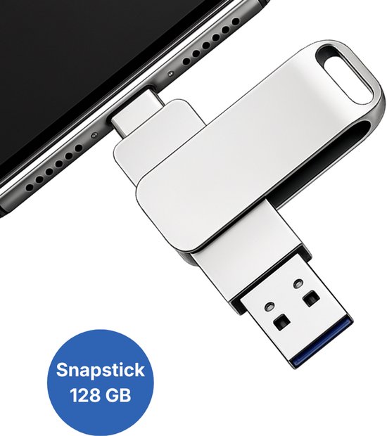 WB Goods Snapstick 128 GB- Safesnaps - Mobiele Opslag - Phonestick - Voor Iphone & Android - Geheugenstick usb - Extern Geheugenopslag - Flashdrive Voor iPhone - Flash Drive - USB STICK - Iphone 15, 16 & 17