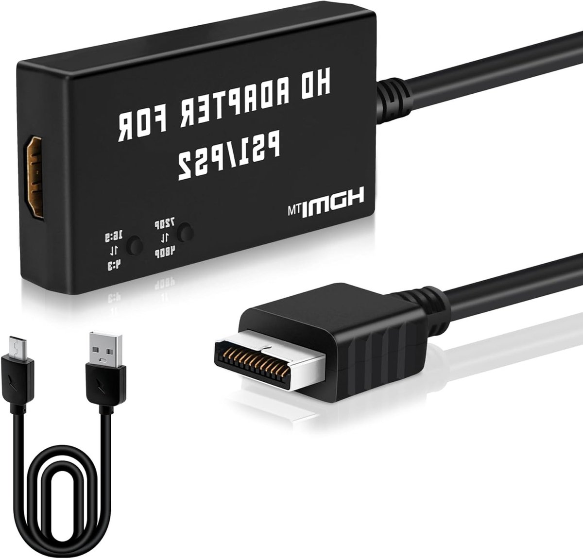 Multifunctionele HDTV HDMI Adapter voor PS1/PS2 met Ondersteuning voor 4:3/16:9 Schermverhouding en 480p/720p Resolutie