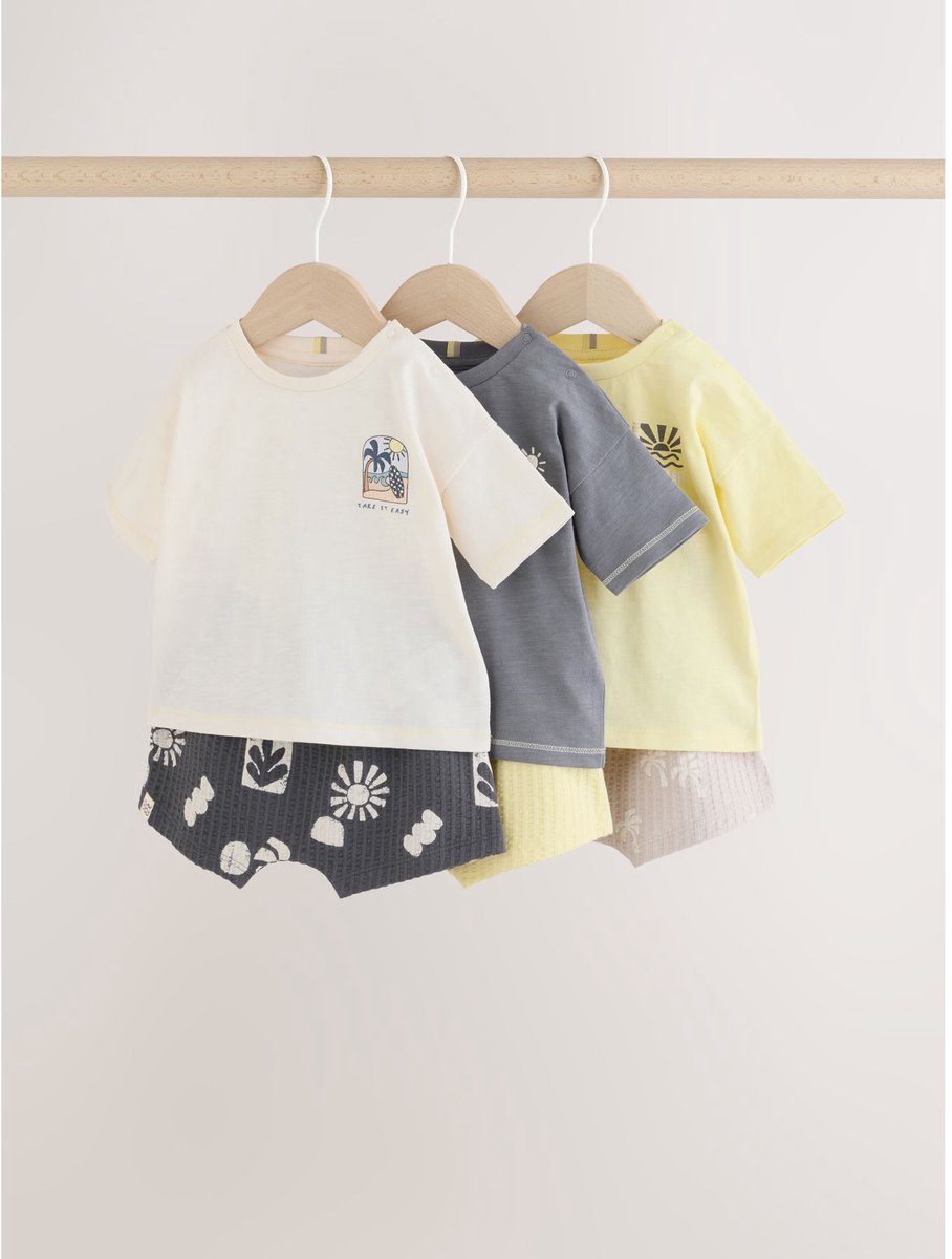 Next - Jongens - Tops en shorts babyset 6 -delig - Grijs