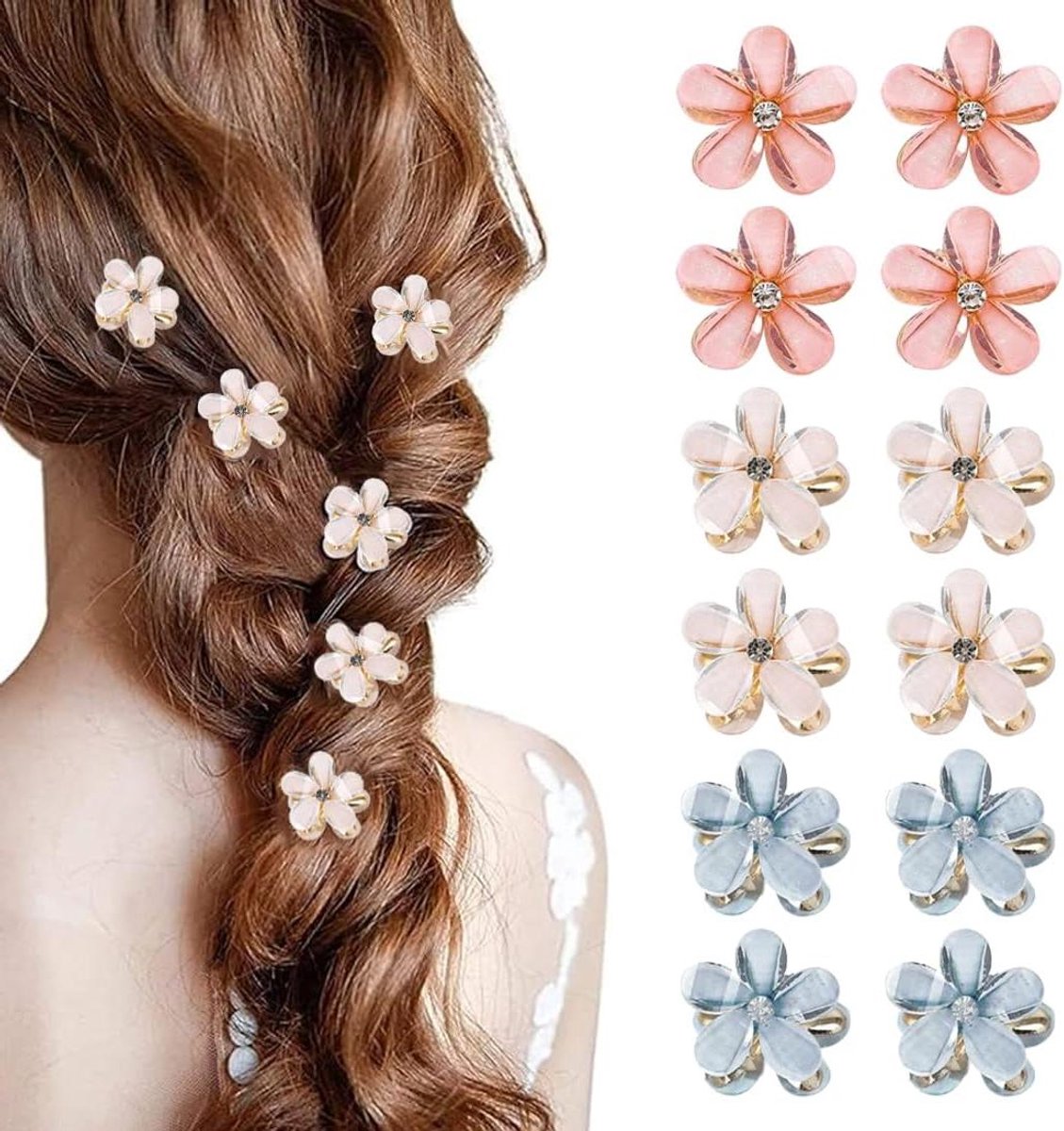Mini haarspelden - Kleine clips - Haar versieren - Bloemenpatroon - 21 cm - Goudkleurig