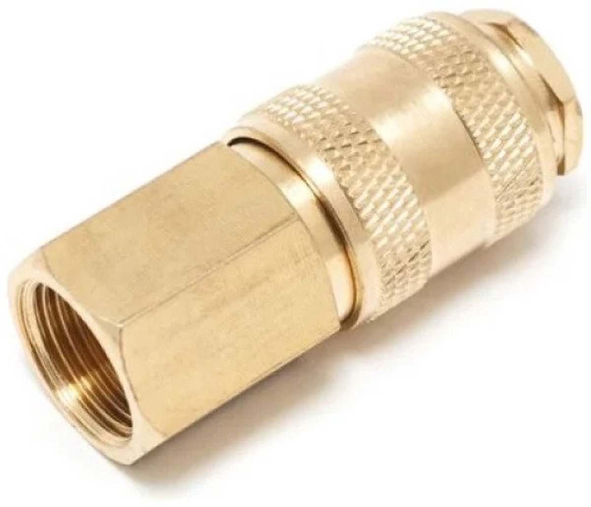 Partner - Pneumatische Snelkoppeling - Met Ventiel - Inwendig 1/2" - Messing