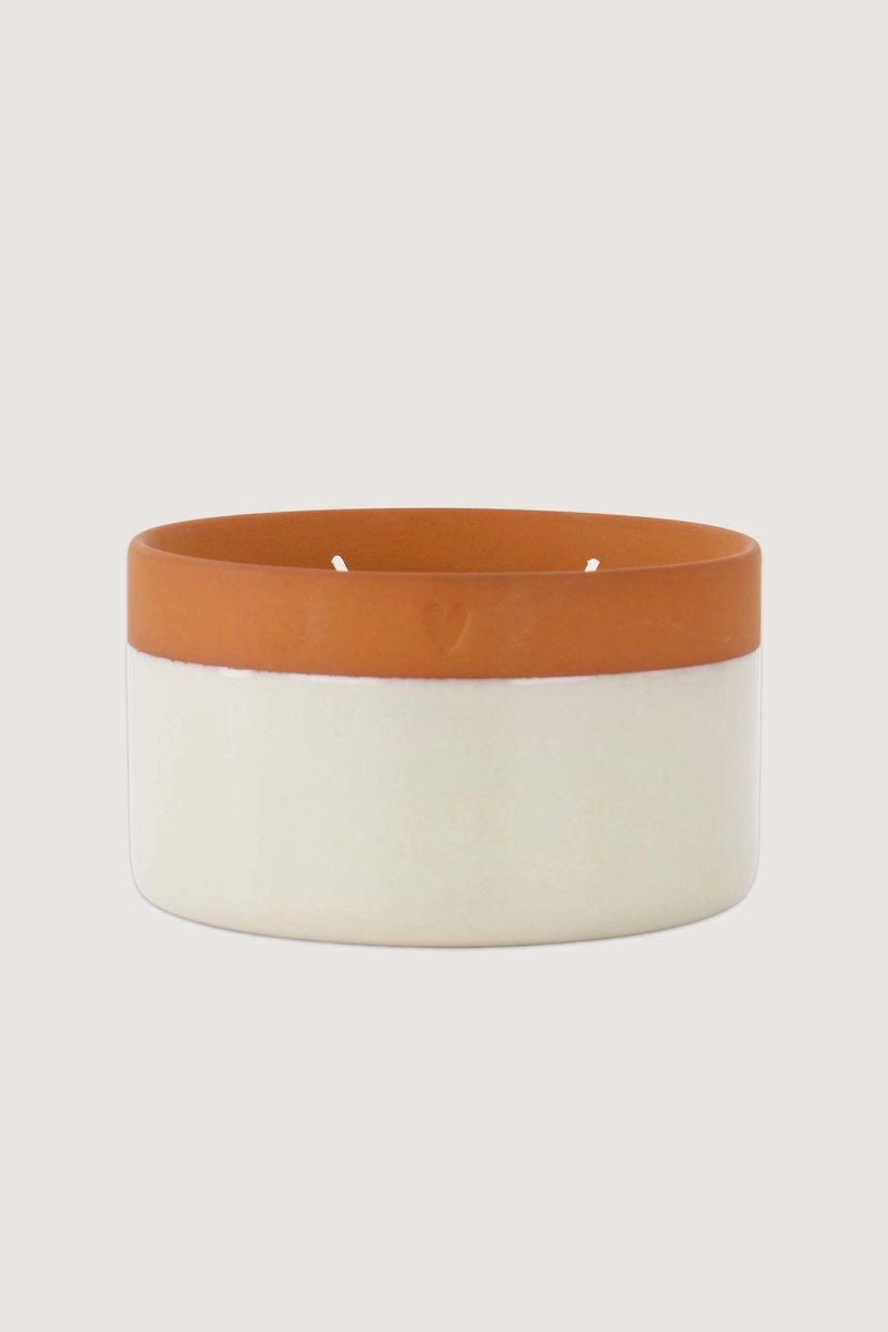 Zusss Geurkaars L Terracotta Hartje - Off White - Ø12,5X7cm