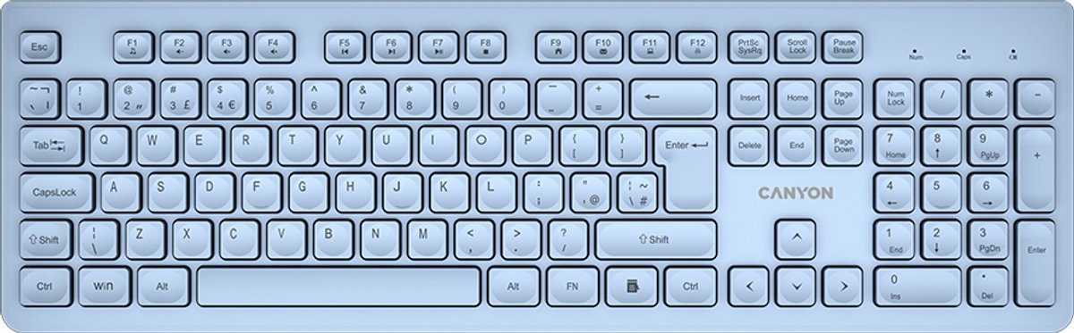 Canyon HKB-W01 - Draadloos Toetsenbord - UK/US Indeling - AAA - Blauw
