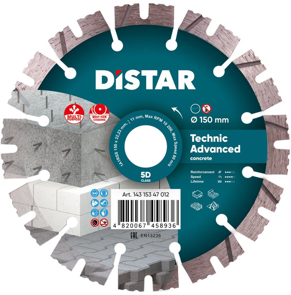 Distar Technic Advanced - Diamantschijf - 150mm - Segmentbouw - Droog snijden