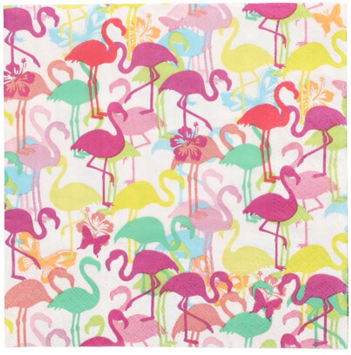 10x 20 Servetten 3-laags 1/4 vouw 33 cm x 33 cm Flamingoparty