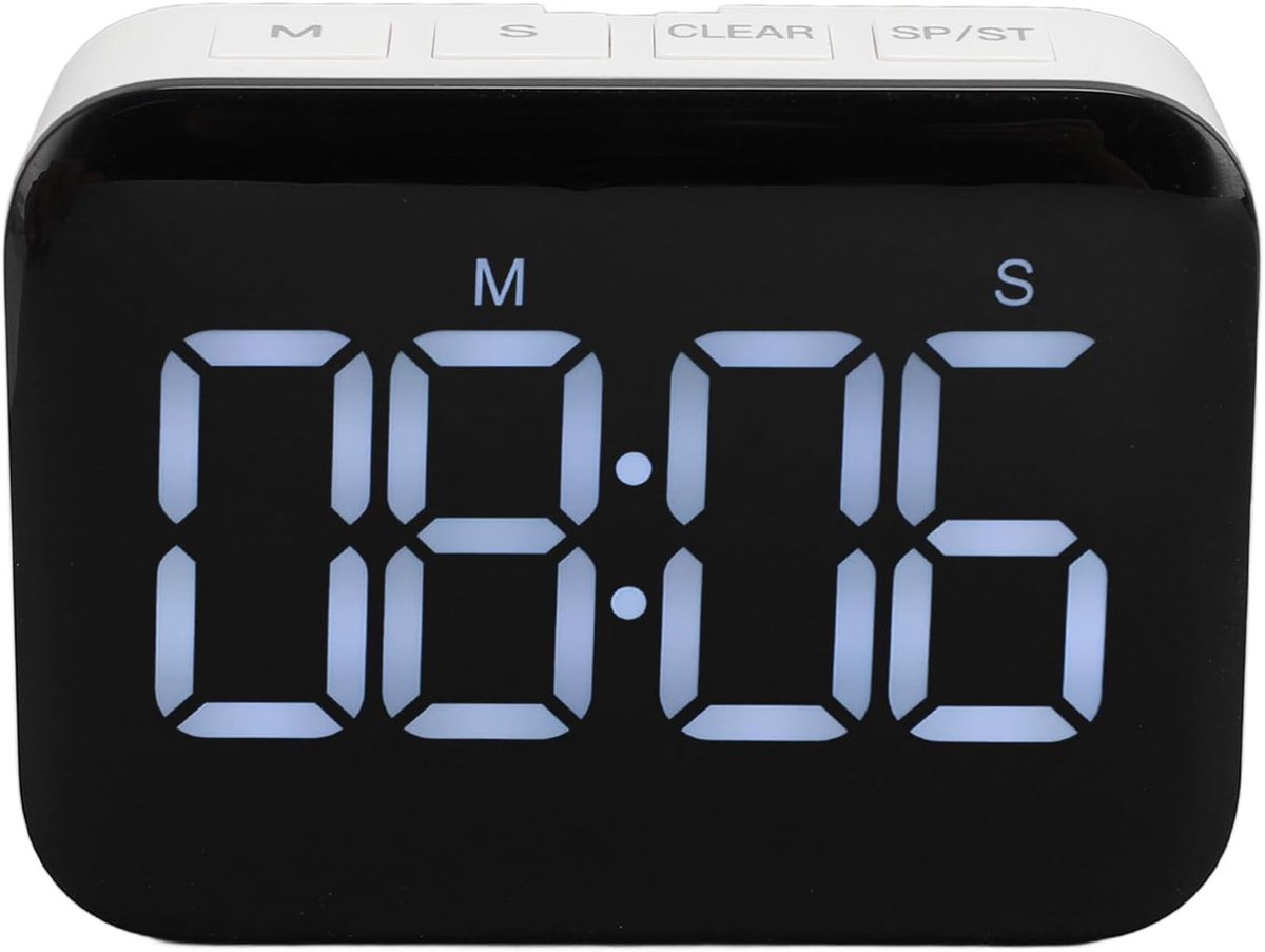 Digitale Kookwekker - Keuken Timer - Koken en Bakken - Extra Groot Display - 90x65x25mm - Zwart