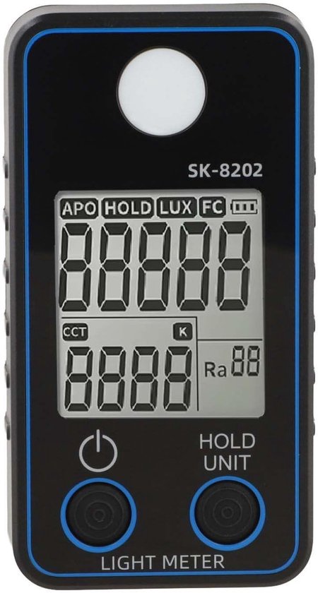 Digitale lichtverlichtingsmeter, lichtmetermeetapparaat, Lux/FC-eenheid met achtergrondverlichting, Lux-meter met 0-199,999 Lux