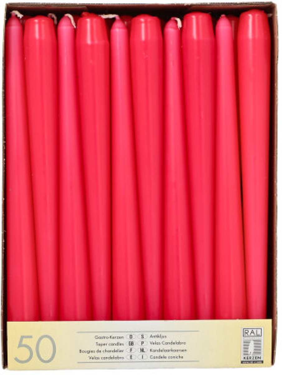 2x 50 Kandelaarkaarsen Ø 22 cm · 25 cm fuchsia